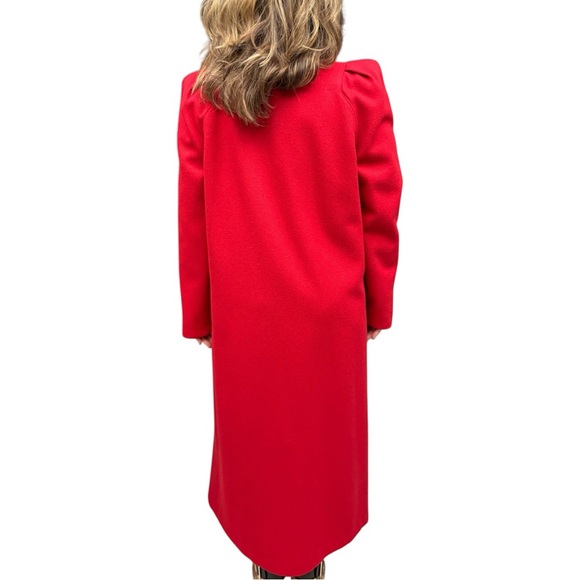 Vintage Beau Brem Red Wool Maxi Coat Size 16 Tall Winter Statement Coat Holiday - Picture 3 of 16